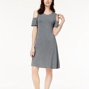 Style & Co Gray Cold Shoulder A Line Dress Women’s Size Large Summer